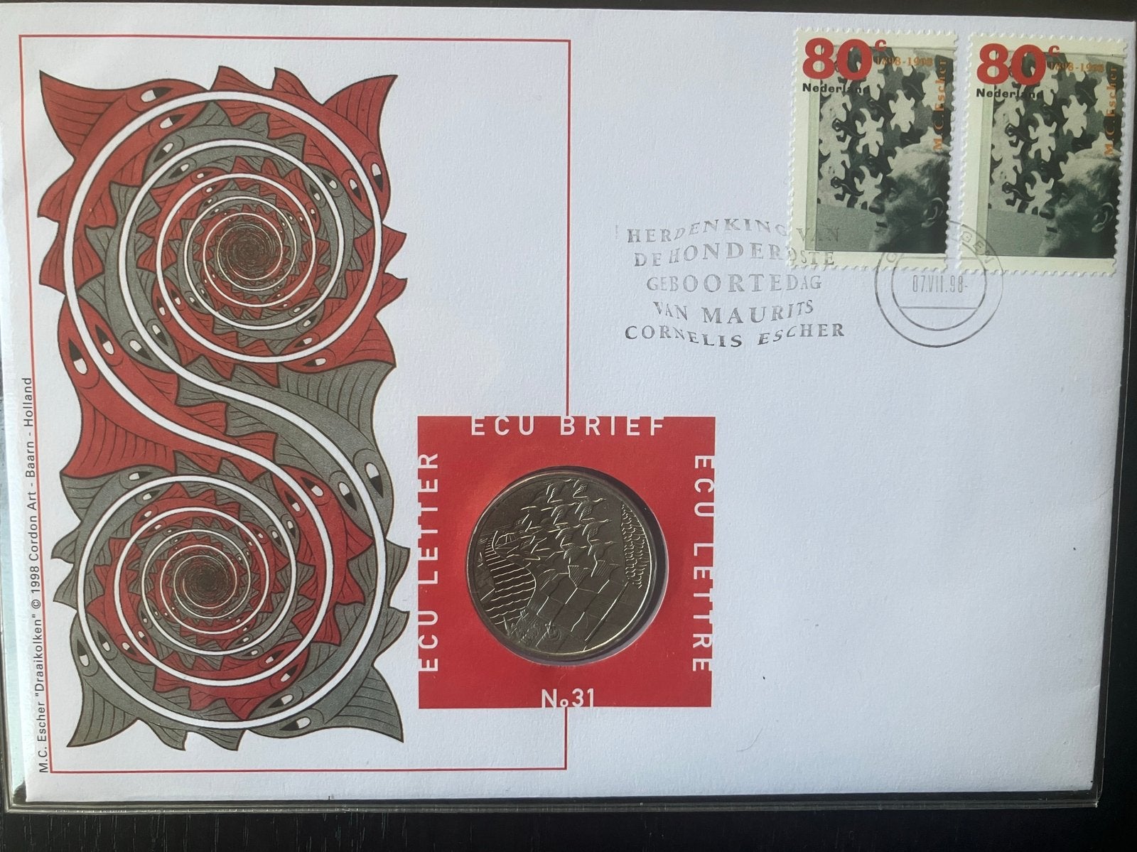 ECU Brief 31 - 1998 M.C. Escher, Metamorphose, Verzenden, Overige materialen, Nederland
