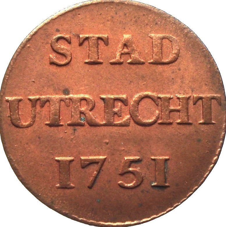 Nederland - Utrecht duit 1751 (UNC), Postzegels en Munten, Ophalen of Verzenden, Vóór koninkrijk, Overige waardes, Losse munt
