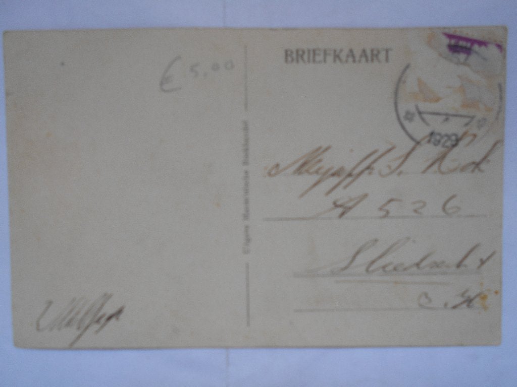 Maassluis 1925 - N. Herv. Kerk met huizen zeer oud Maassluis, Verzamelen, Ophalen of Verzenden, 1920 tot 1940, Gelopen, Zuid-Holland