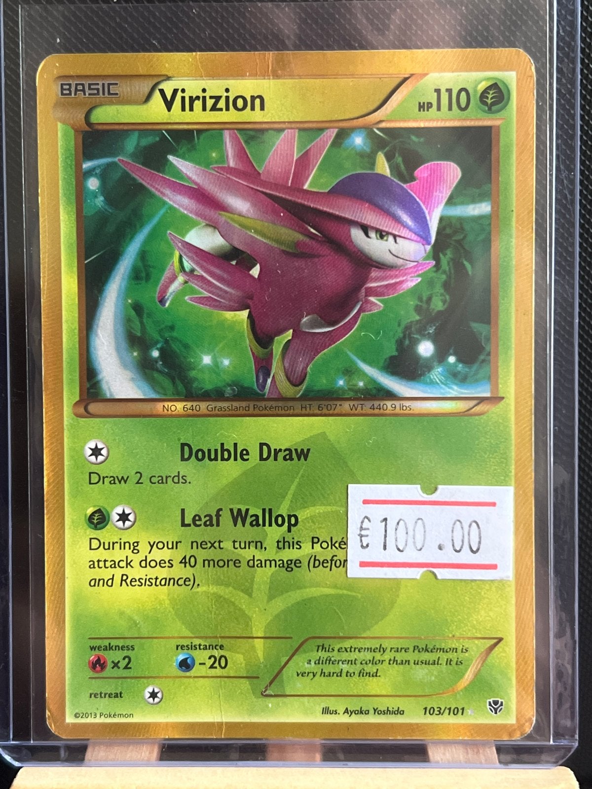 Virizion Pokémon Kaart - Zeldzame Gouden Foil, Ophalen of Verzenden, Gebruikt, Losse kaart, Foil