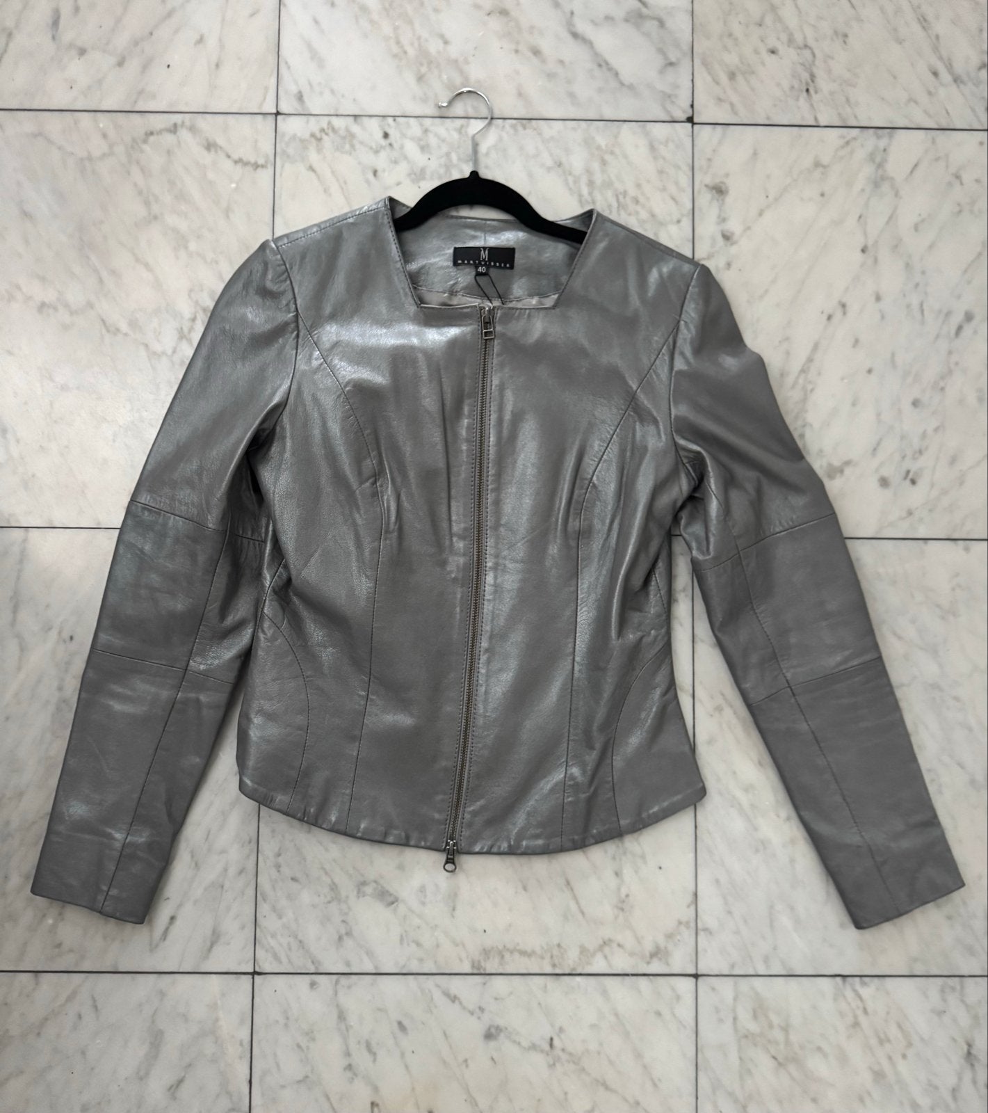 Mart Visser leren jas maat 40, Kleding | Dames, Ophalen of Verzenden, Zo goed als nieuw, Maat 38/40 (M), Grijs