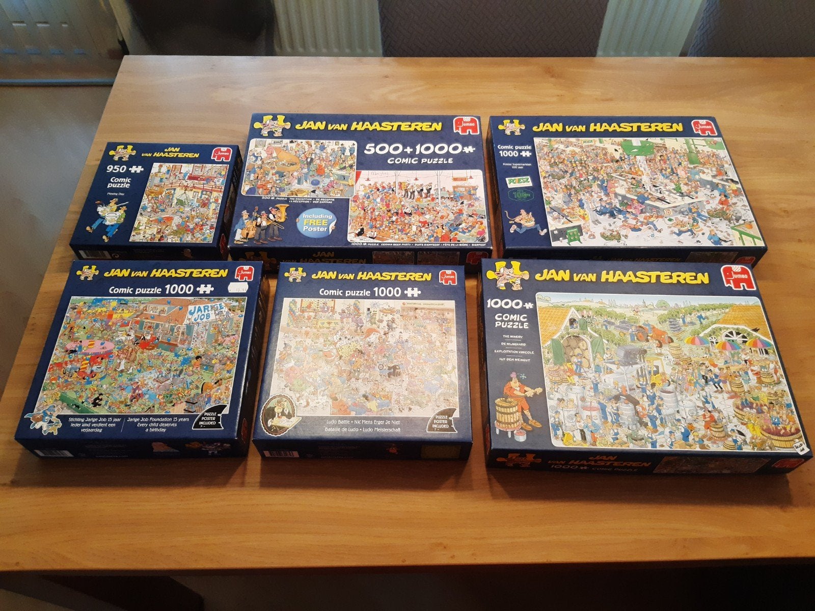 5x 1000 1x 500 1x 950 Jan van Haasteren puzzels, Hobby en Vrije tijd, Verzenden, Zo goed als nieuw, Legpuzzel