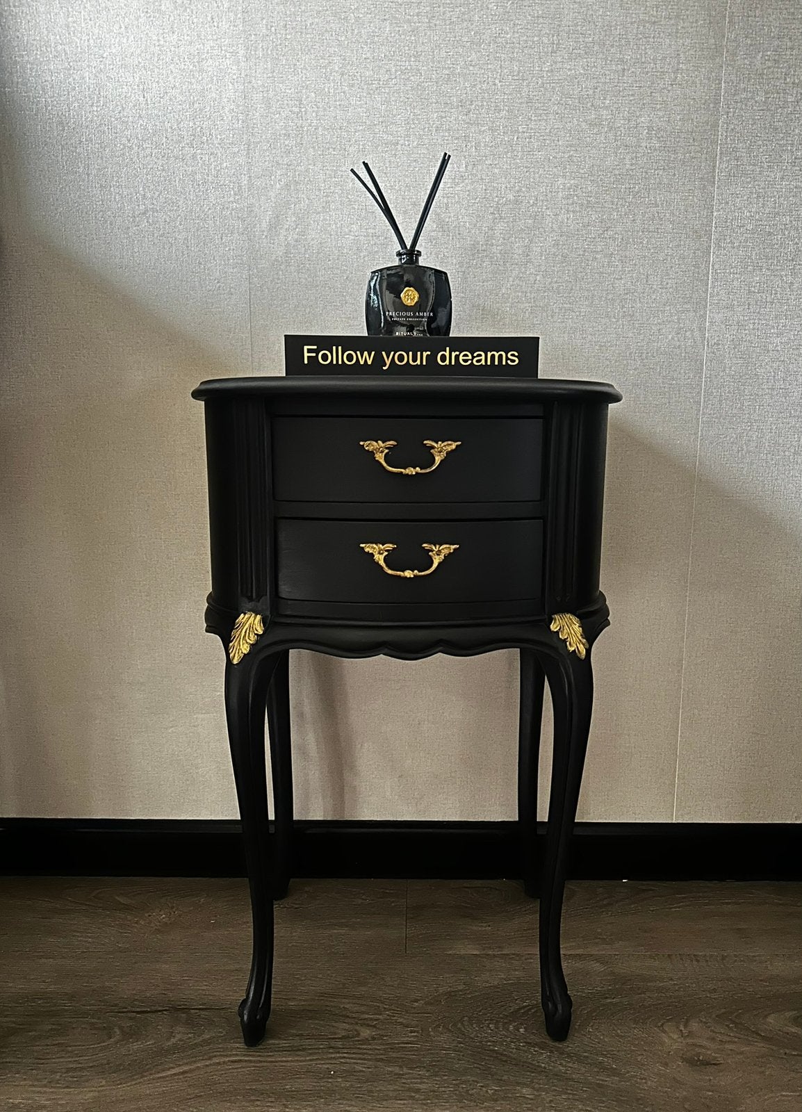 Prachtig gerestylde side table nachtkastje queen anne zwart, Huis en Inrichting, Tafels | Sidetables, Ophalen, 50 tot 100 cm, Zo goed als nieuw