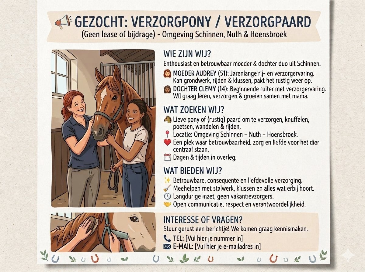 verzorgpaard gezocht, Ophalen of Verzenden