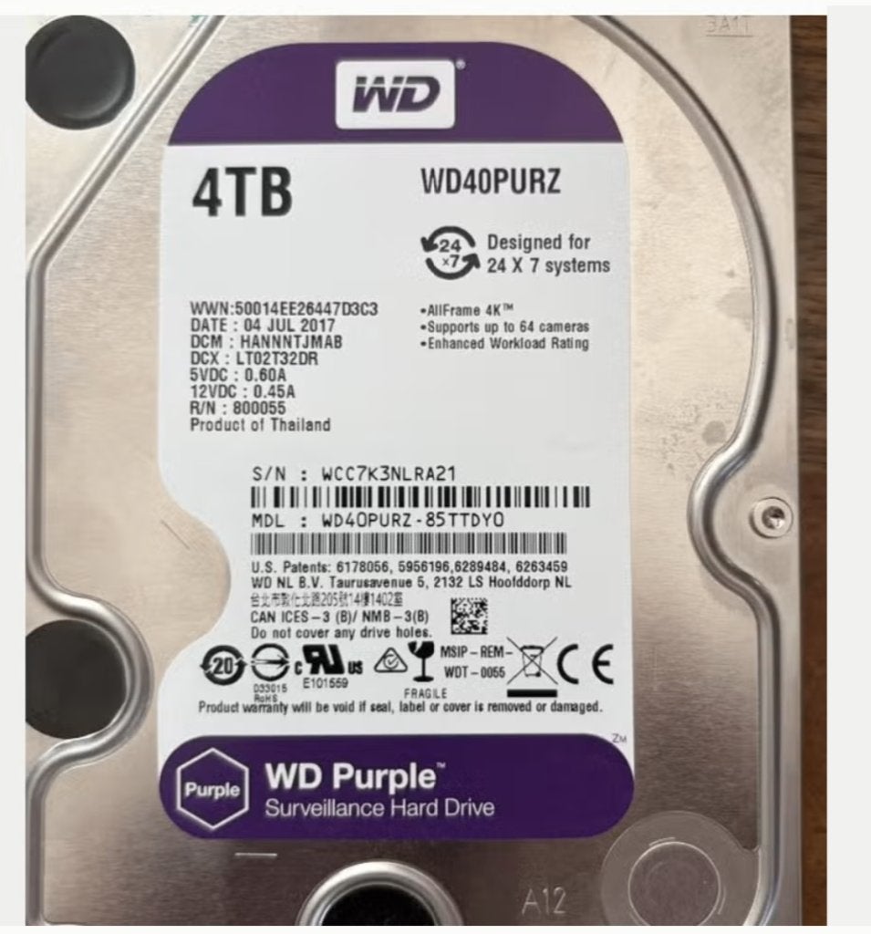 4TB WD Pur, Computers en Software, Harde schijven, Ophalen, Desktop, USB