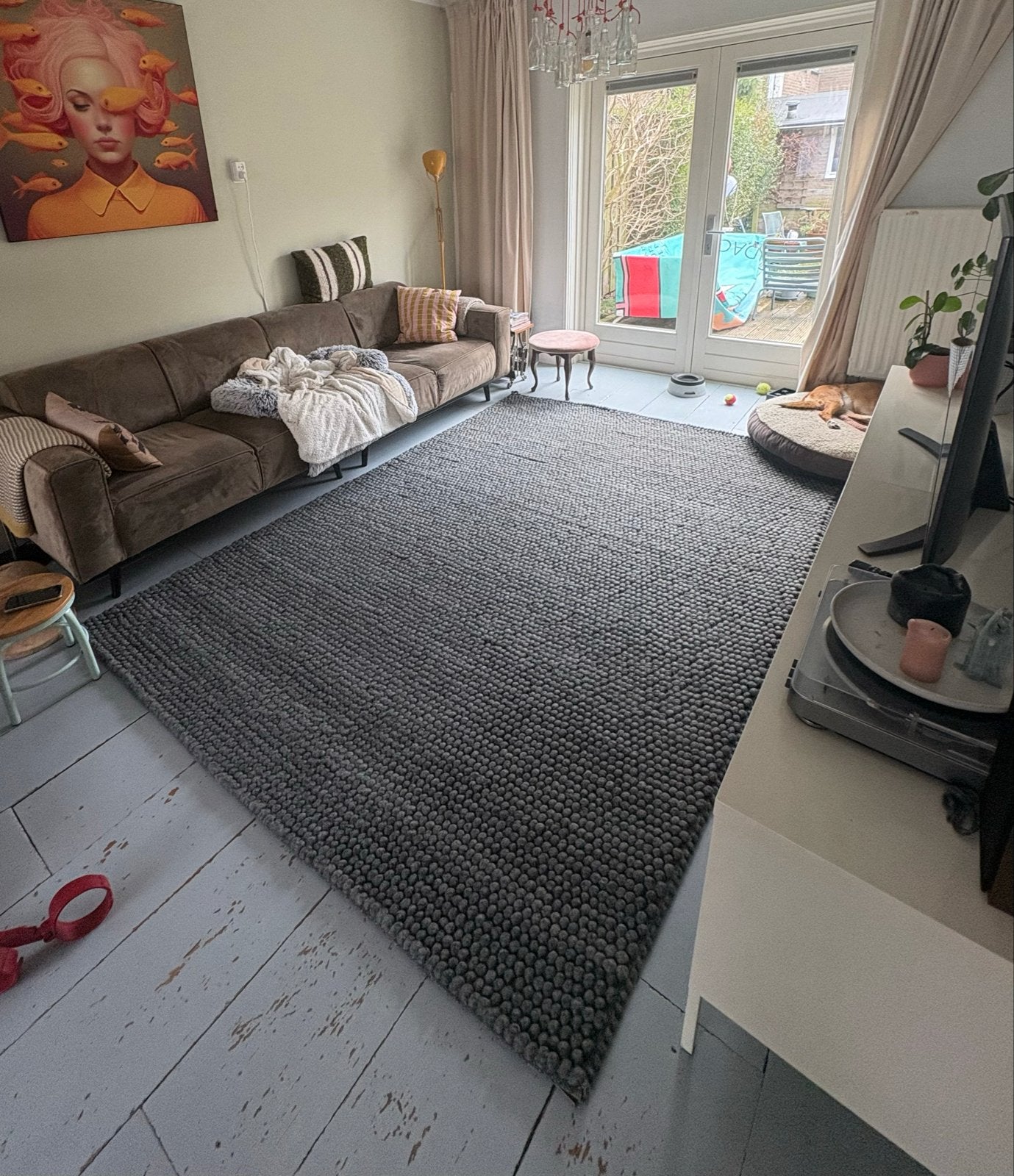 HAY Peas Vloerkleed Grijs 200x300 cm, Ophalen, Zo goed als nieuw, 200 cm of meer, Grijs