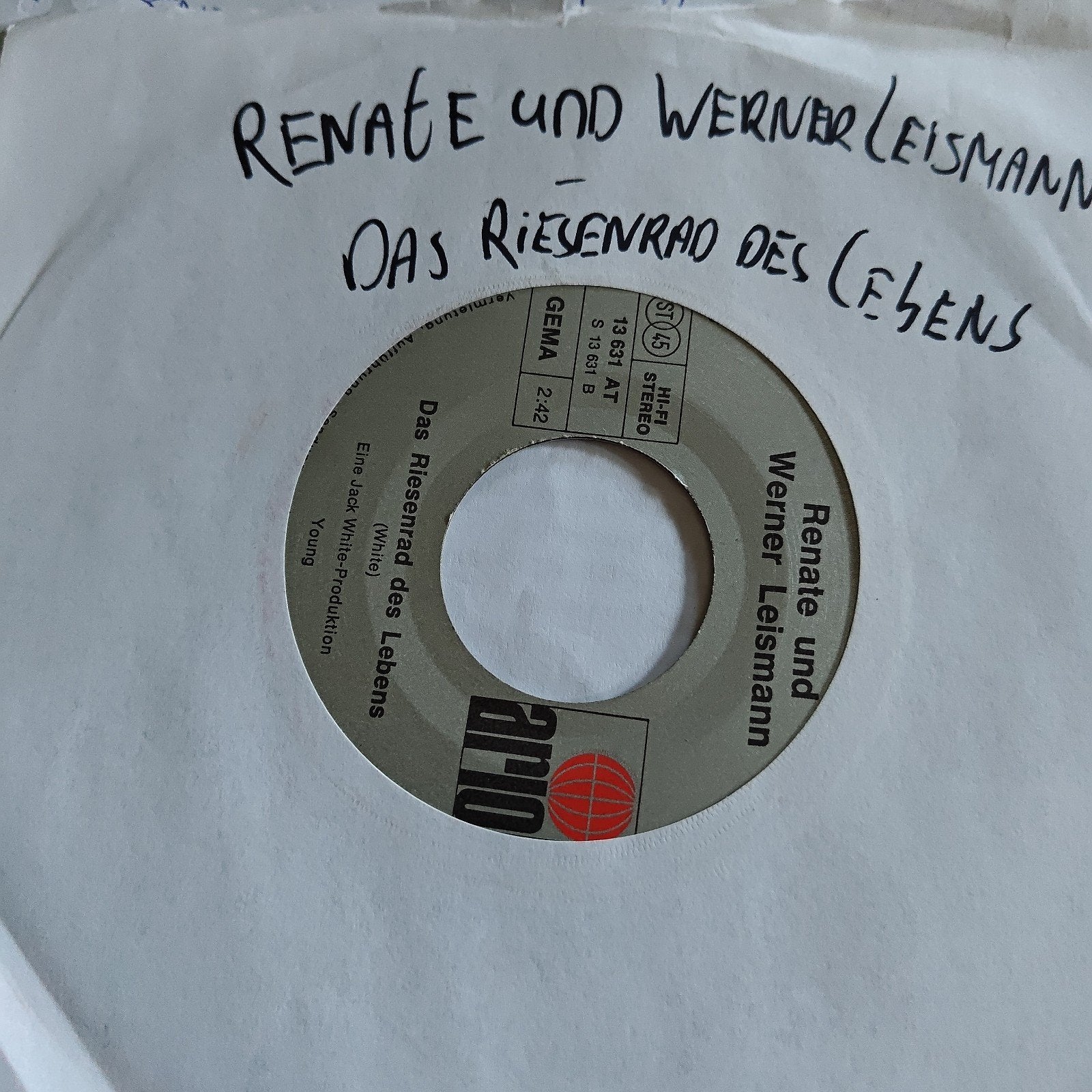 Renate und Werner Leismann - Das Riesenrad des Lebens Single, Cd's en Dvd's, Vinyl Singles, Ophalen of Verzenden, Gebruikt, Schlager