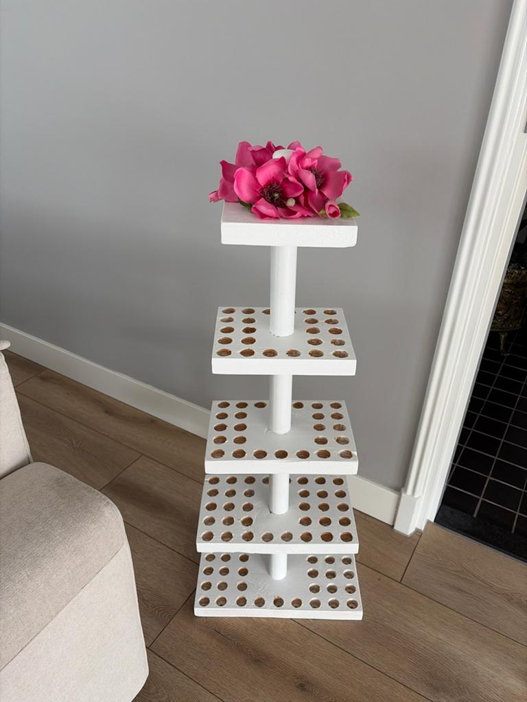 Trouwdeco Handgemaakte houten standaard voor 120 buisjes, Ophalen, Zo goed als nieuw