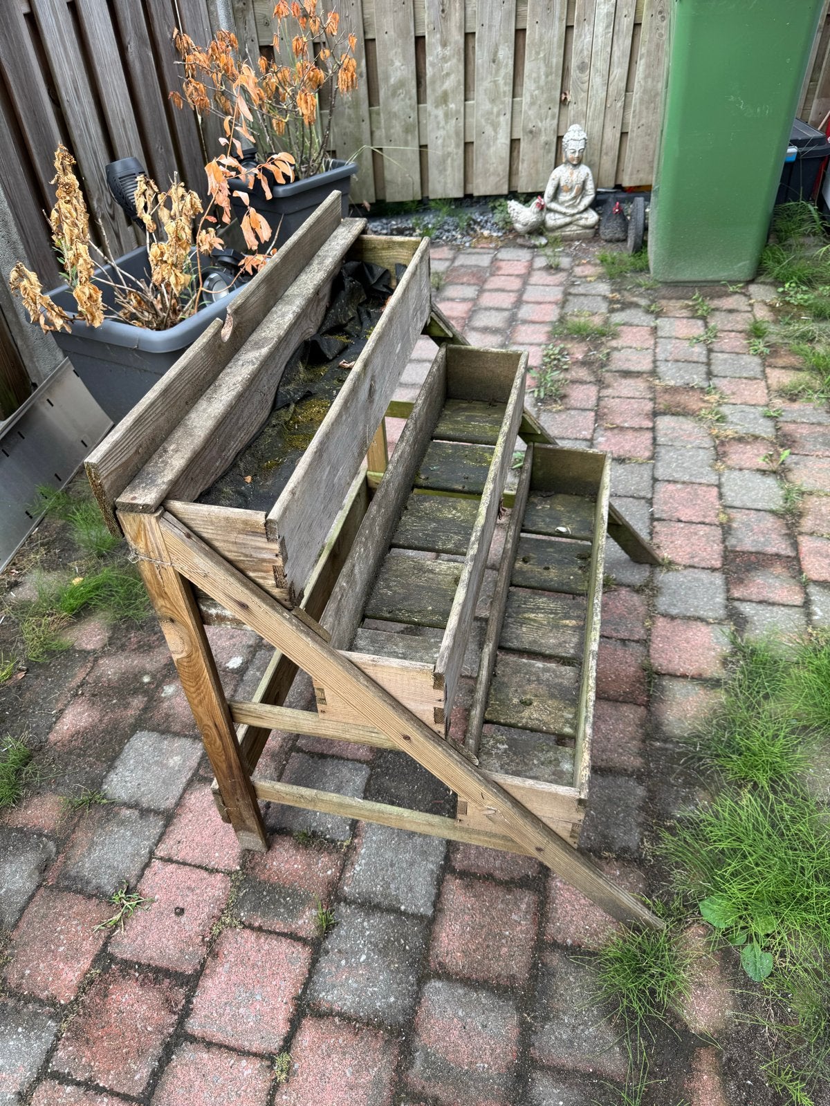 Houten bloembak rek met 3 niveaus, Tuin en Terras, Bloembakken en Plantenbakken, Ophalen, Gebruikt, Balkon, 60 tot 100 cm