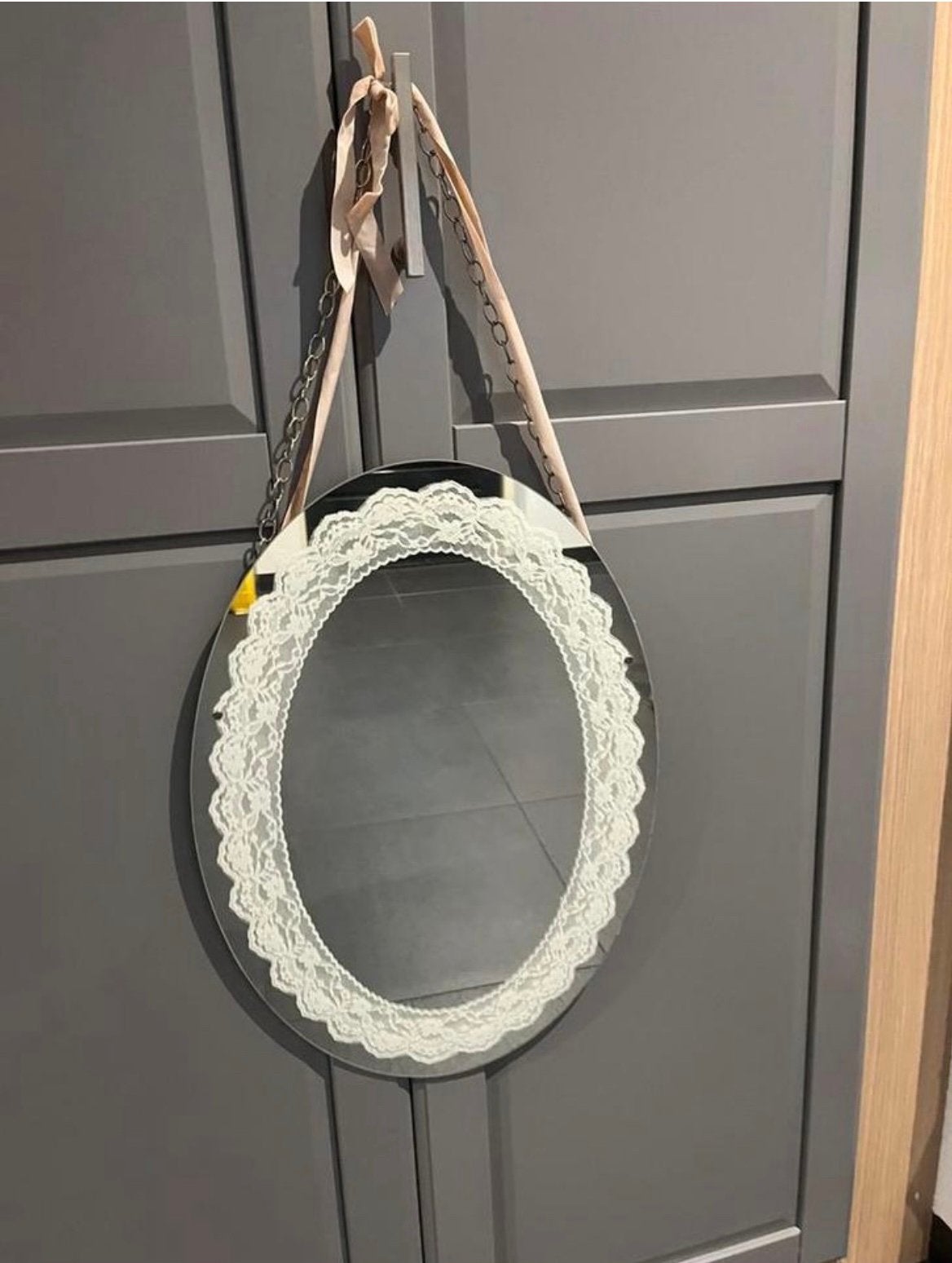 Kinderkamer Spiegel ovaal kanten rand, Ophalen, Minder dan 50 cm, Zo goed als nieuw, Minder dan 100 cm