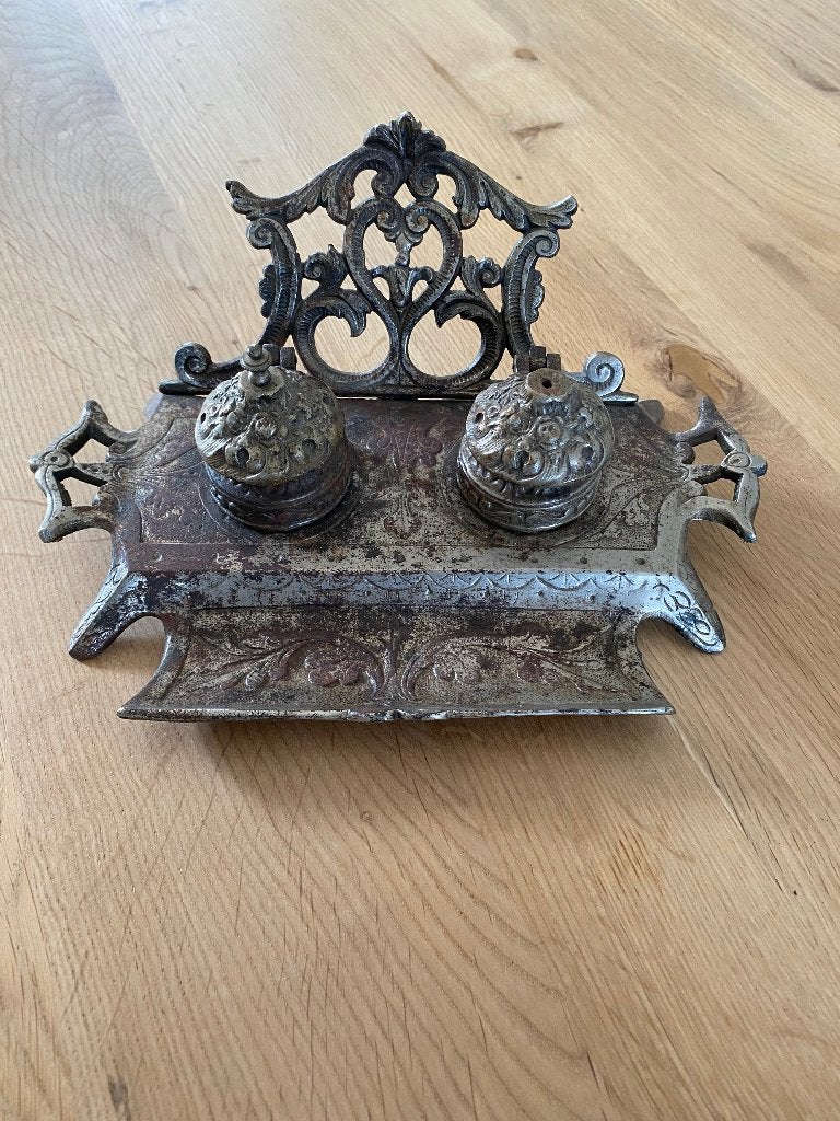 Gietijzeren inktstel met pennenhouder, Antiek en Kunst, Ophalen of Verzenden