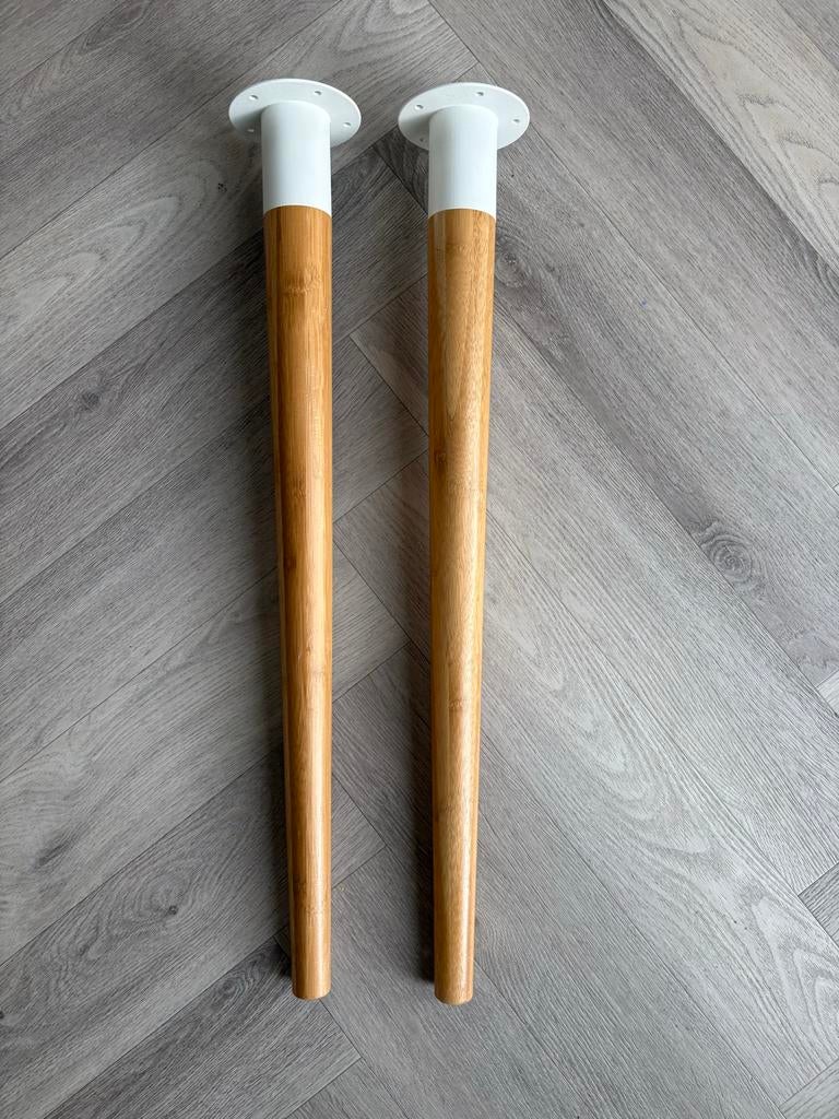 2x IKEA Hilver tafelpoot bamboe/wit, Tafelpoot, Minder dan 50 cm, 50 tot 100 cm, Rond