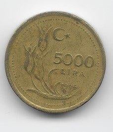Turkije 5000 lira 1996 KM# 1029.1, Verzenden, Overige landen, Losse munt