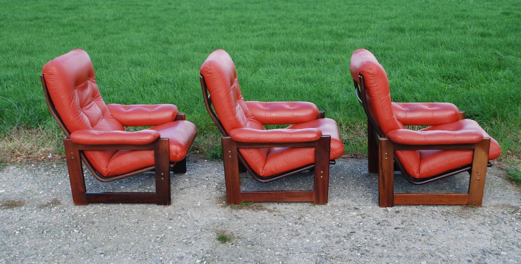 Coja Armchairs Leder palissander Scandinavisch Design, Huis en Inrichting, Fauteuils, Ophalen, Gebruikt, Vintage, 75 tot 100 cm