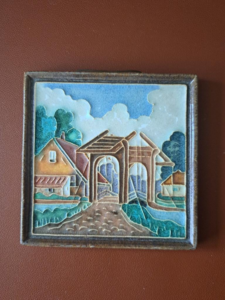 Cloisonné tegel De Porceleyne Fles Delft brug, Ophalen of Verzenden