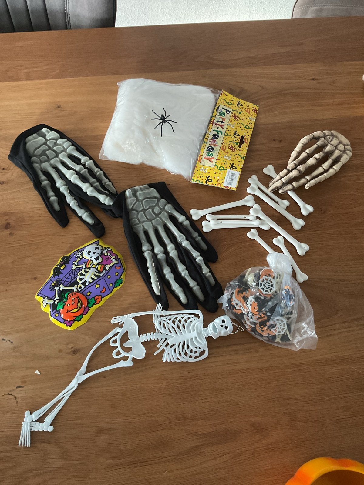 Griezelige Halloween Decoratie Set - Spinnen, Rat, Skelet, Ophalen of Verzenden, Zo goed als nieuw, Versiering, Halloween of Griezel