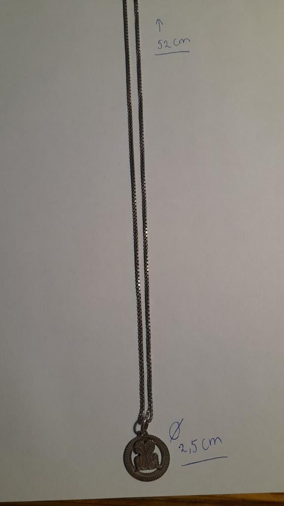 Vintage Tweeling sterrenbeeld hanger en ketting zilver., Ophalen of Verzenden, Zilver, Zilver