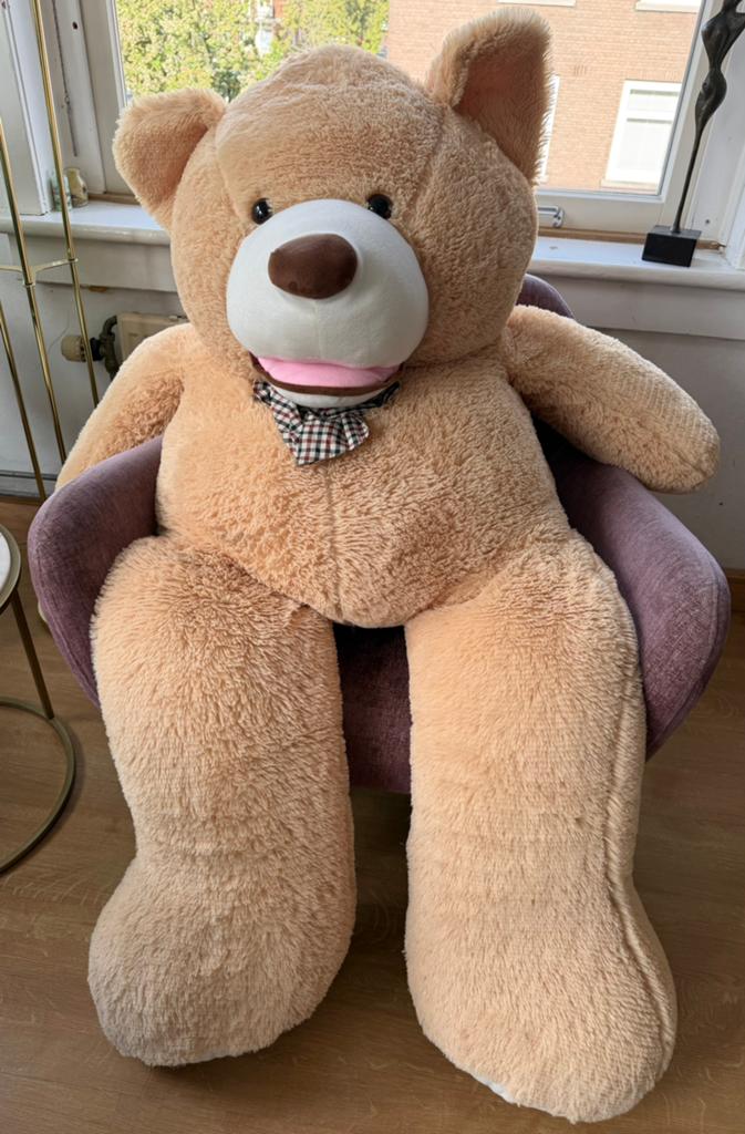 Grote teddybeer, Kinderen en Baby's, Speelgoed | Knuffels en Pluche, Ophalen, Zo goed als nieuw, Beige, Beer