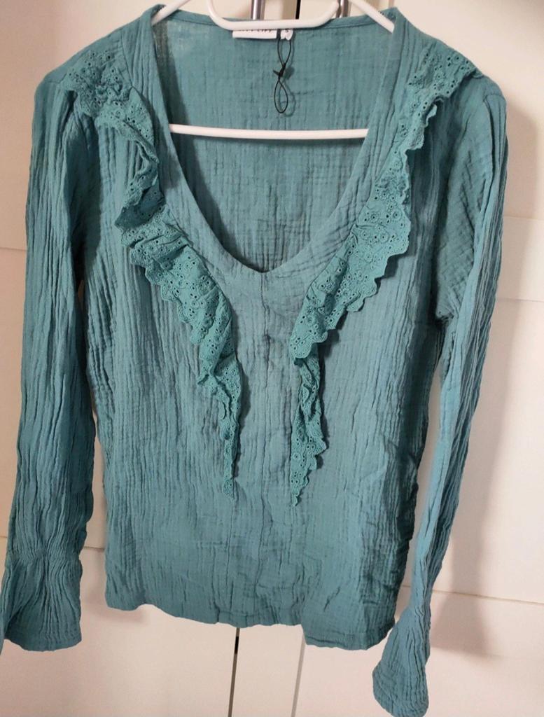 City Life shirt lange mouw blauw katoen maat S, Ophalen of Verzenden