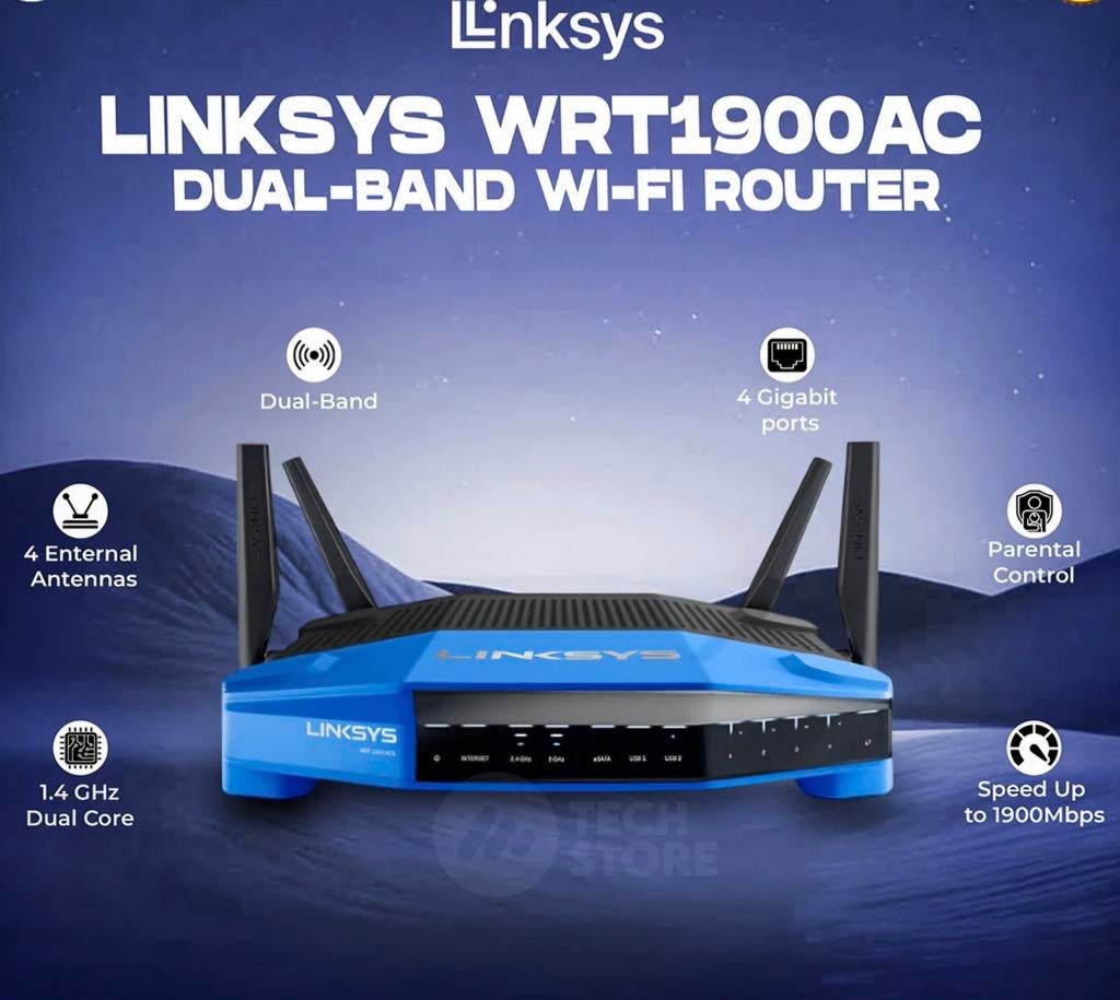 LINKSYS WRT1900AC Dual Band Gigabit WiFi Router DD-WRT, Verzenden, Zo goed als nieuw, Router, Linksys