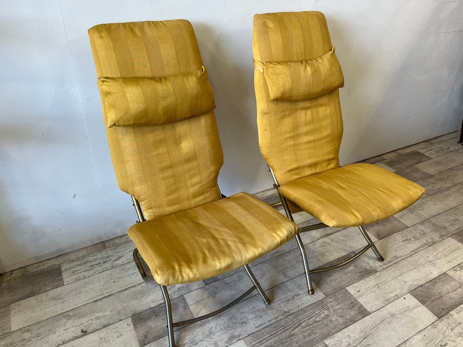 Set vintage terrasstoelen, Tuin en Terras, Tuinstoelen, Ophalen, Gebruikt, Overige materialen, Verstelbaar
