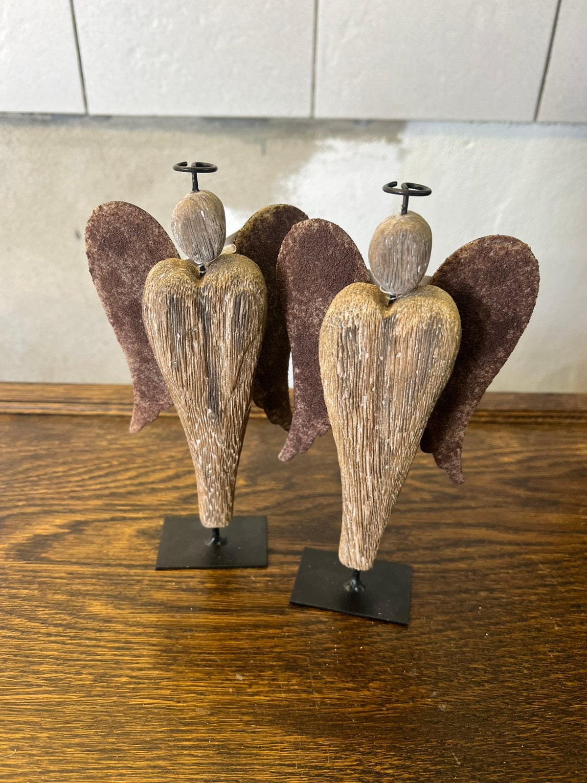 Clayre & Eef ornamenten staand engel met voet brocante, Hout, Brocante, Verzenden, Nieuw