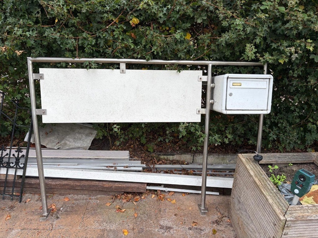 RVS Staande Brievenbus met Naambord, Ophalen, Gebruikt, Rvs, Staande brievenbus