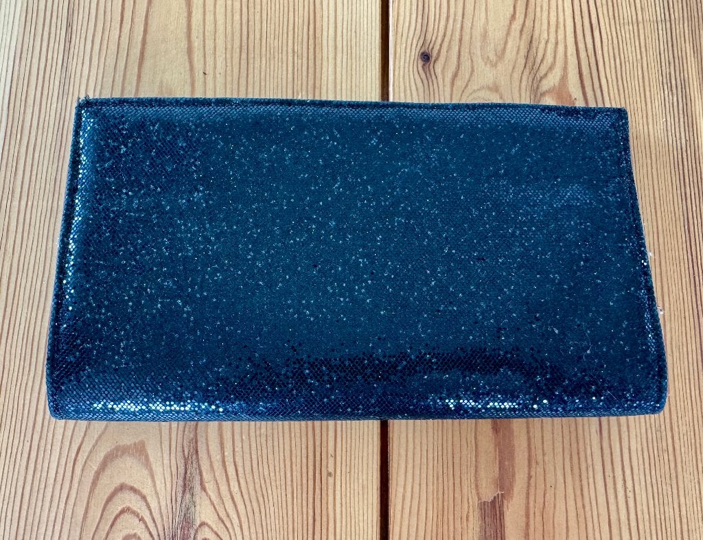 Neleda Vintage Clutch / tasje / portemonnee - Zwart Glitter, Ophalen of Verzenden, Zo goed als nieuw, Zwart