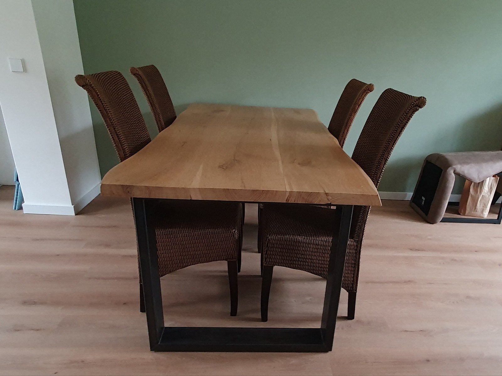 Lloyd's Loom 4 eetkamerstoelen - riet/rotan, Ophalen, Gebruikt, Bruin, Riet of Rotan