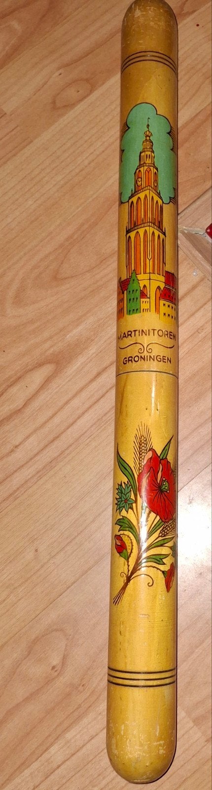Vintage houten koker met Martinitoren Groningen, Ophalen of Verzenden, Gebruikt
