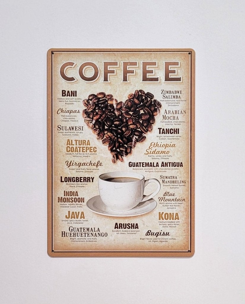 Coffee bonen hart koffie reclamebord van metaal wandbord, Info@deconoord.nl, Deco Noord, Nieuw, Ophalen of Verzenden