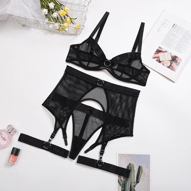 Zwart mesh dames lingerie setje, Kleding | Dames, Verzenden, Zwart, Setje