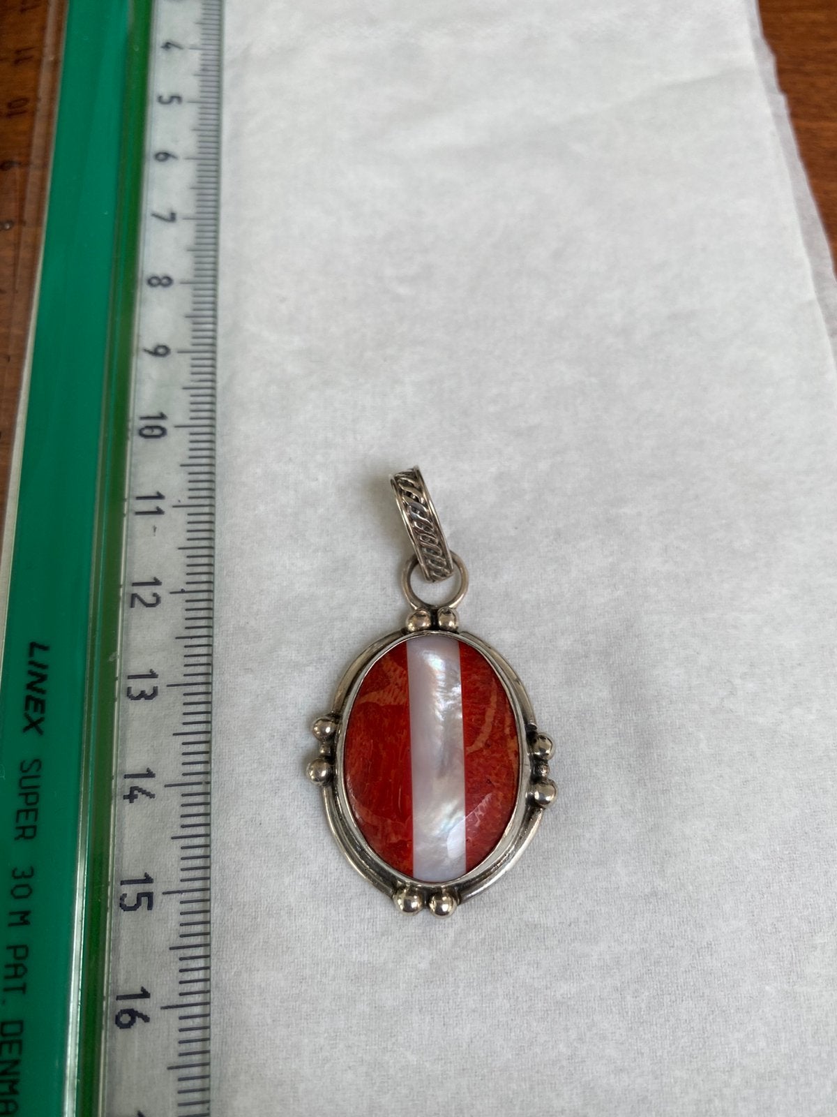 Hanger zilver met parelmoer en koraal, Ophalen of Verzenden, Zilver
