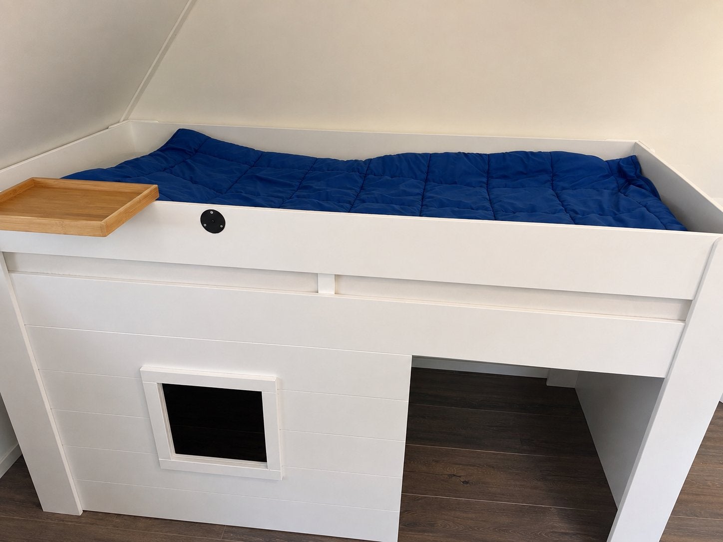 Vipack Halfhoogslaper Noah Wit + Lattenbodem en Speelruimte, Ophalen, Gebruikt, 90 cm, Eenpersoons
