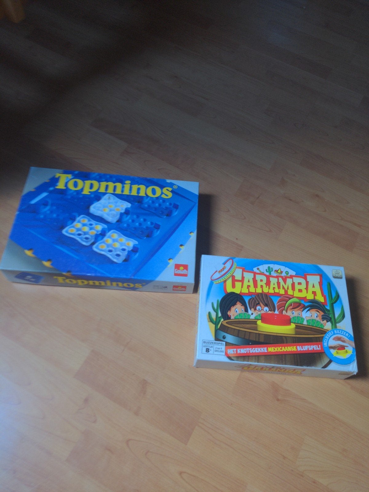 Caramba en Topminos bordspellen - Batterijgevoede knop, Hobby en Vrije tijd, Gezelschapsspellen | Bordspellen, Ophalen of Verzenden