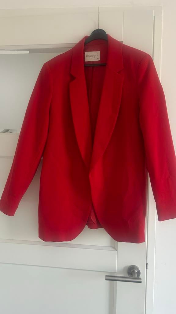 Rood Colbert van Sateen, Maat 42 - Zo goed als nieuw, Verzenden, Maat 42/44 (L), Jasje, Gedragen