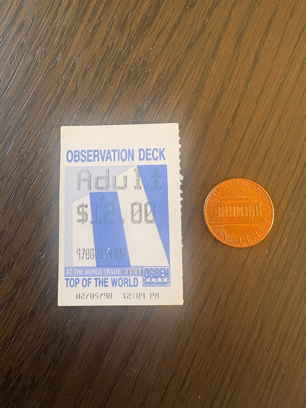 Ticket World Trade Center observation deck 1998., Tickets en Kaartjes, Eén persoon