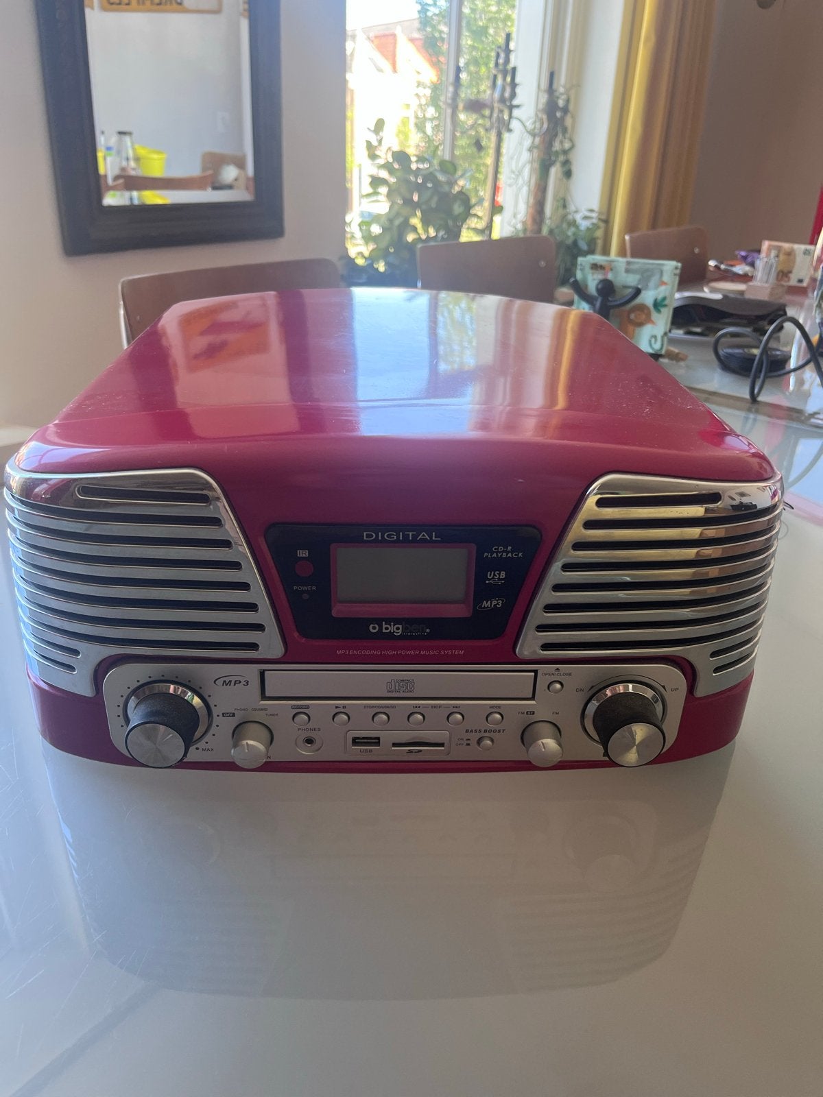 Bigben Platenspeler met CD, Radio, USB en SD - Rood, Audio, Tv en Foto, Platenspelers, Overige merken, Gebruikt, Ophalen of Verzenden
