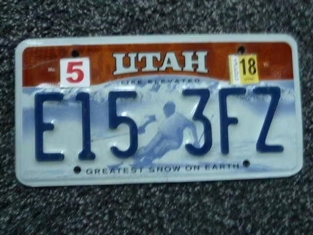 Kentekenplaat licenseplate Utah Greatest Snow USA, Verzenden, Gebruikt, Auto's