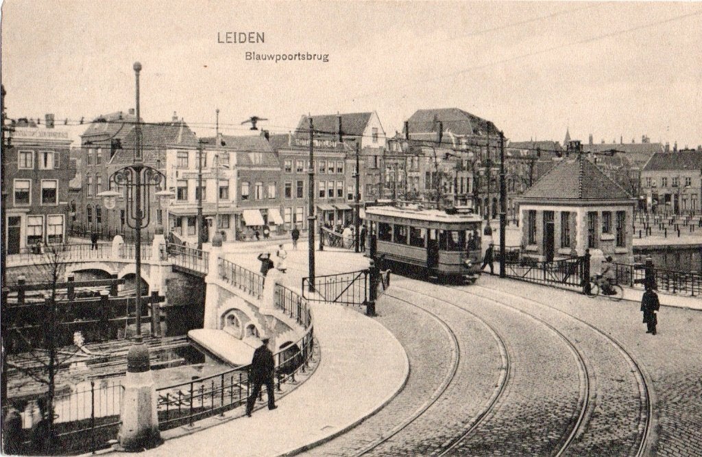 Leiden, Blauwpoortsbrug met Tram. 6393, Verzenden, Voor 1920, Gelopen, Zuid-Holland