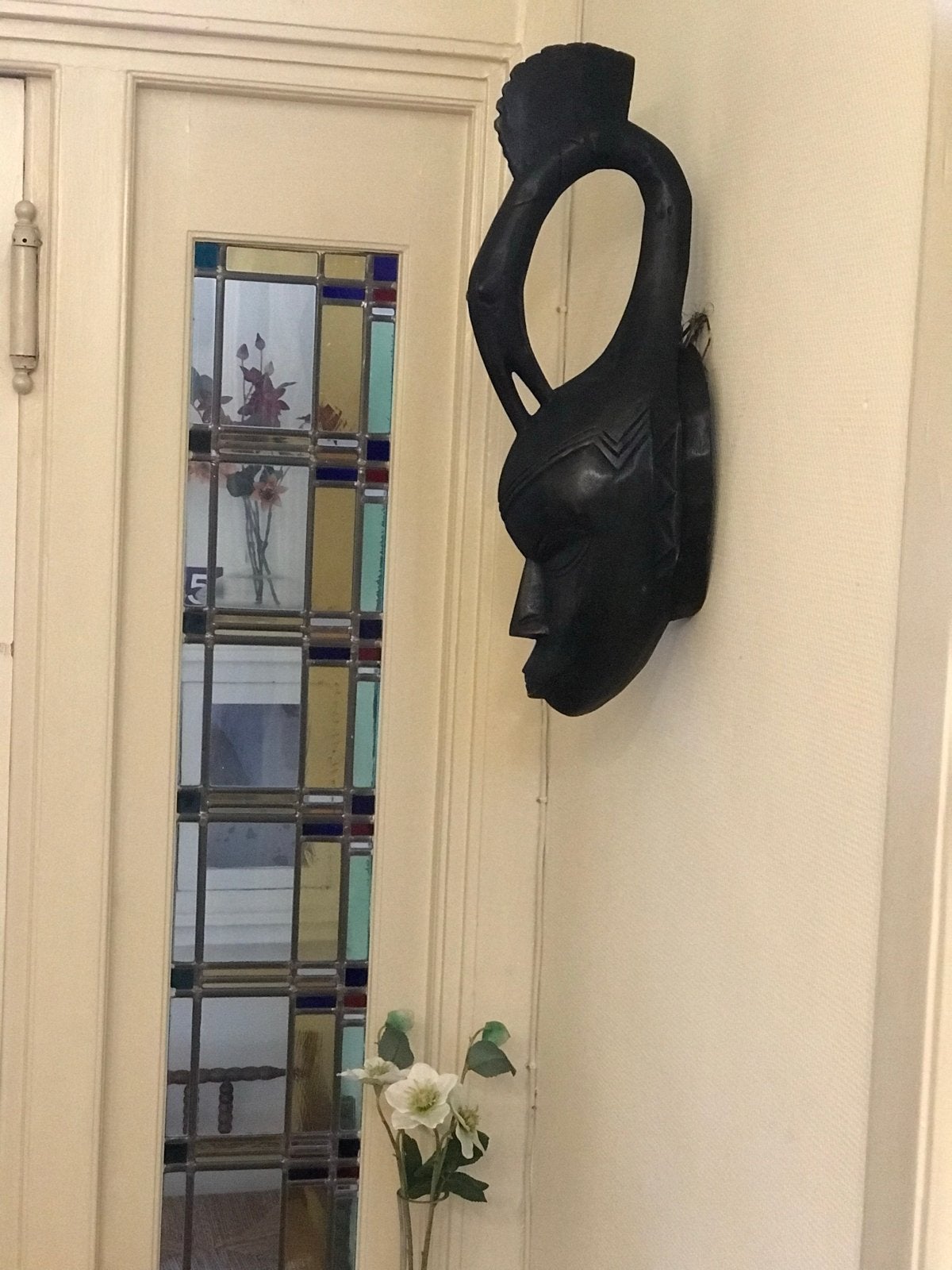 Uniek Afrikaans masker - Handgesneden hout, Ophalen of Verzenden