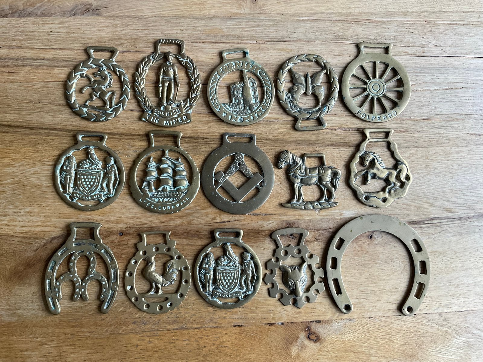 Set van 15 Antieke Messing Paarden Hangers, Ophalen of Verzenden