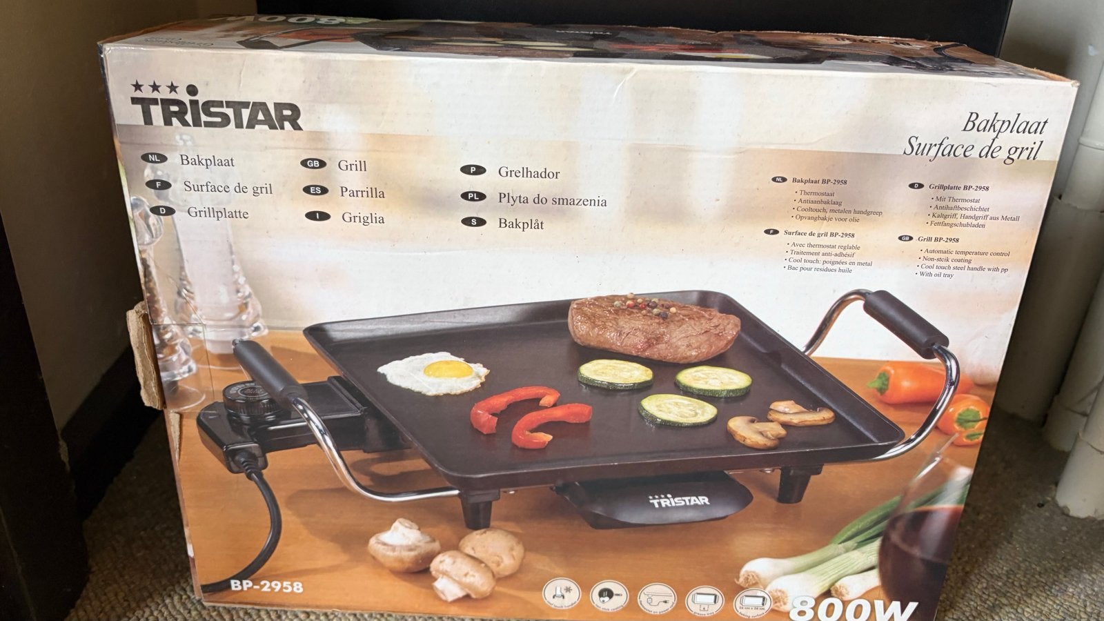 Tristar BP-2958 Bakplaat / Tafelgrill 800W, Ophalen of Verzenden, Nieuw, Tafelgrill