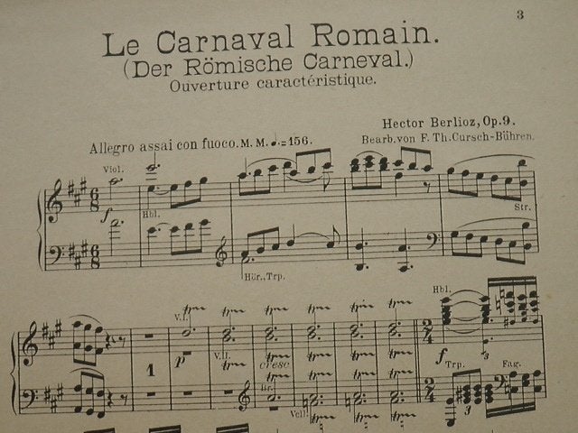 BERLIOZ - LE CARNAVAL ROMAIN - VOOR PIANO, Gebruikt, Klassiek, Ophalen of Verzenden, Artiest of Componist