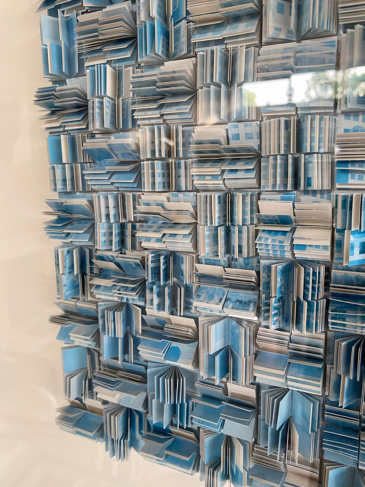 Uniek 3D Kunstwerk in Blauwtinten - 62x62 cm, Abstract, Overige ondergronden, Ophalen of Verzenden, Origineel werk