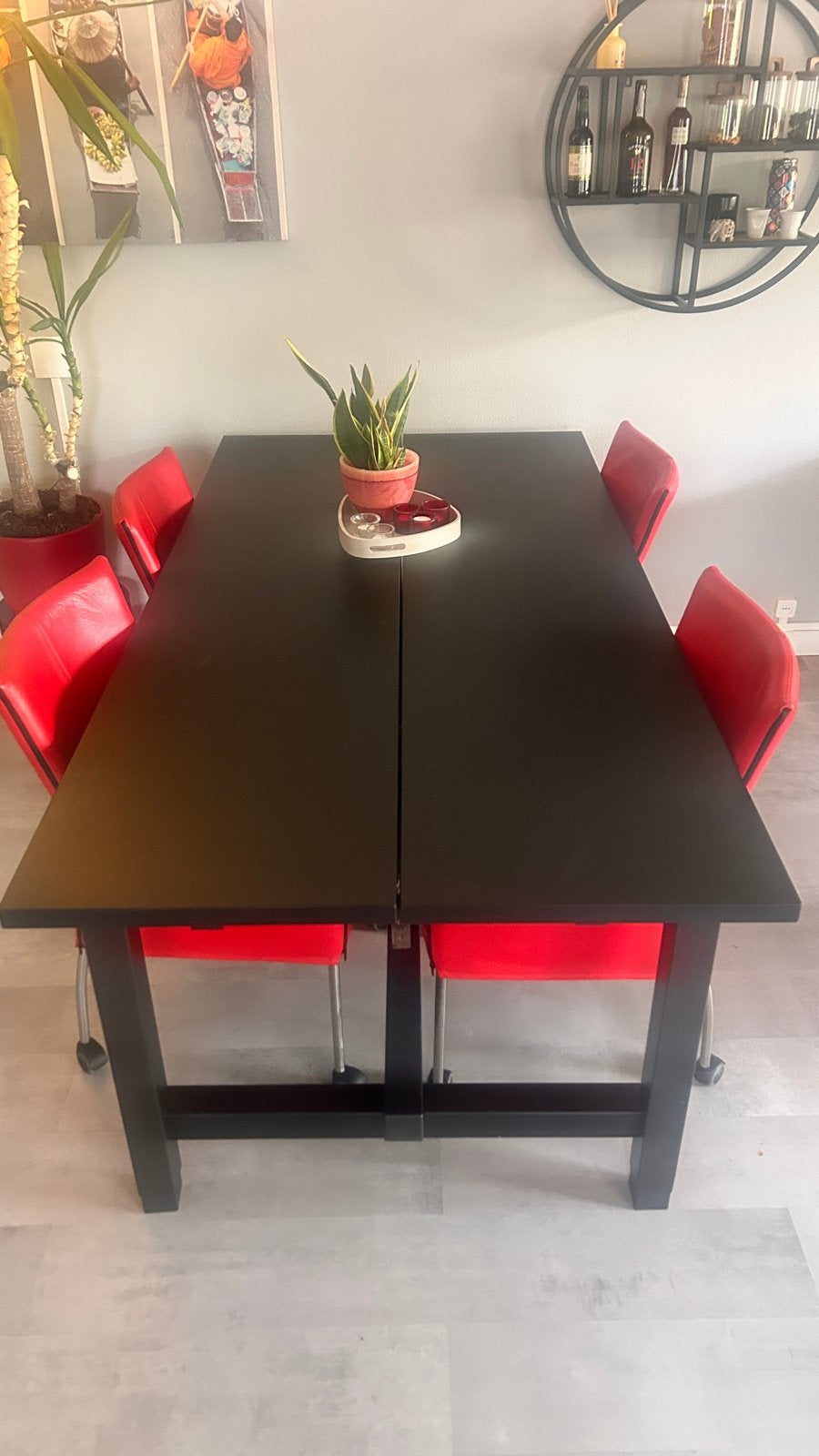 Mooie IKEA NORDVIKEN Eettafel Zwart - 210/289x105cm, Ophalen, Gebruikt, 100 tot 150 cm, Modern scandinavisch