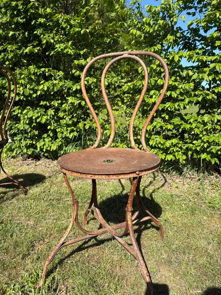 Antieke bistro stoelen 6 stuks, Tuin en Terras, Tuinstoelen, Ophalen, Zo goed als nieuw, Metaal