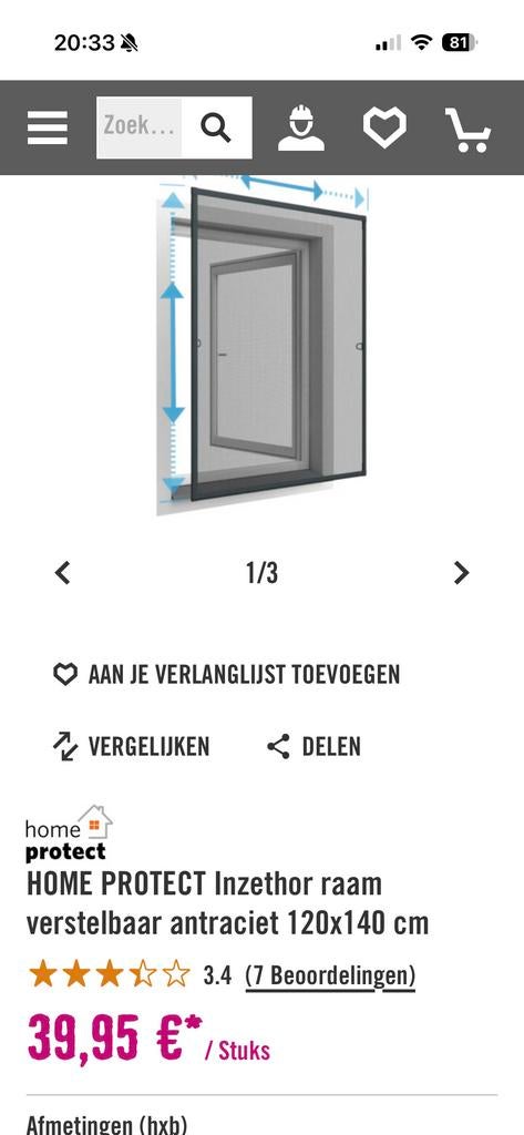Home Protect telescoop venster hor vliegen hor/muggen hor, Hordeur, Nieuw, 200 tot 215 cm, Ophalen