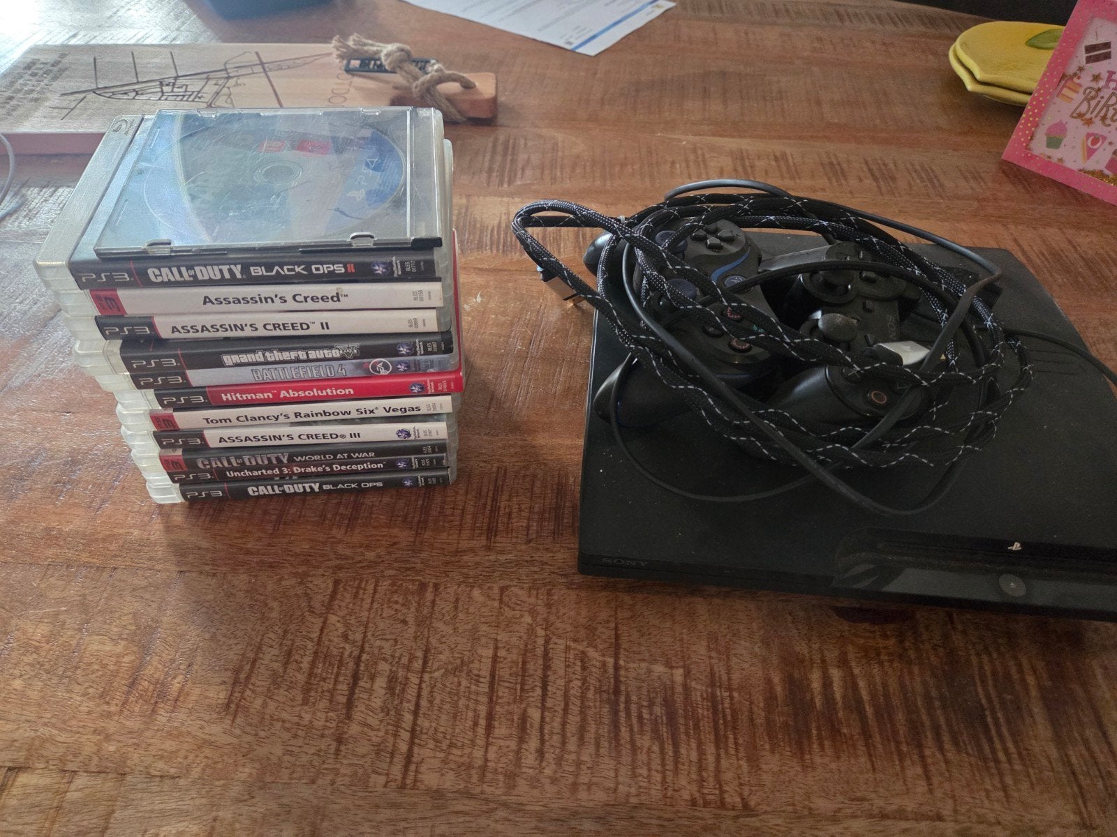PS3 met spellen en 4 controllers, Gebruikt, Overige genres, Ophalen of Verzenden, Eén computer