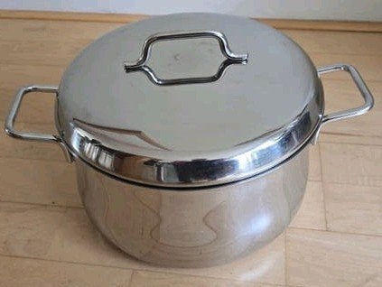 BK Kookpan/Soeppan 24 cm RVS met deksel, voor gas, Gebruikt, BK, Ophalen of Verzenden, Rvs